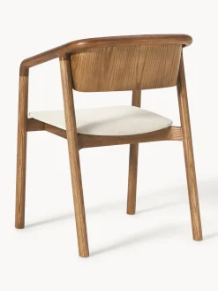 Sillas Con Reposabrazos|Sillas></noscript>Westwing Collection Silla tapizada con reposabrazos Gali Tejido blanco Off White, madera de fresno oscura