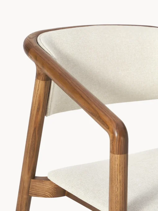 Sillas Con Reposabrazos|Sillas>Westwing Collection Silla tapizada con reposabrazos Gali Tejido blanco Off White, madera de fresno oscura