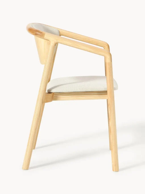 Sillas Con Reposabrazos|Sillas>Westwing Collection Silla tapizada con reposabrazos Gali Tejido blanco crema, madera de fresno clara