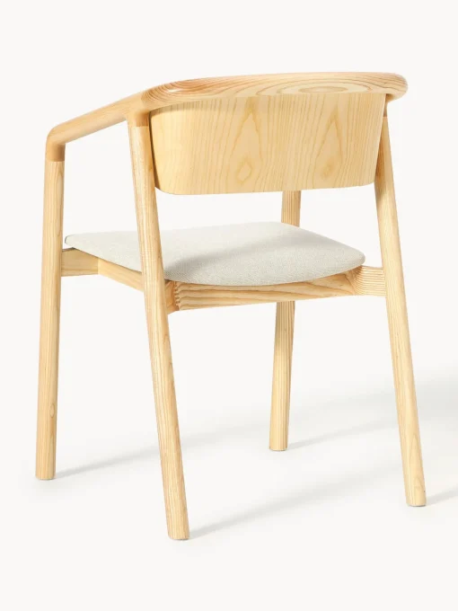 Sillas Con Reposabrazos|Sillas>Westwing Collection Silla tapizada con reposabrazos Gali Tejido blanco crema, madera de fresno clara