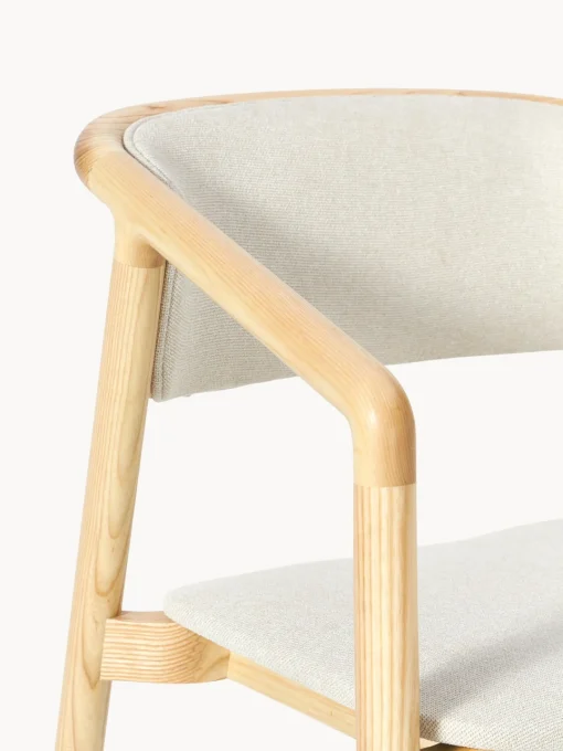 Sillas Con Reposabrazos|Sillas>Westwing Collection Silla tapizada con reposabrazos Gali Tejido blanco crema, madera de fresno clara