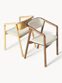 Sillas Con Reposabrazos|Sillas></noscript>Westwing Collection Silla tapizada con reposabrazos Gali Tejido blanco crema, madera de fresno clara