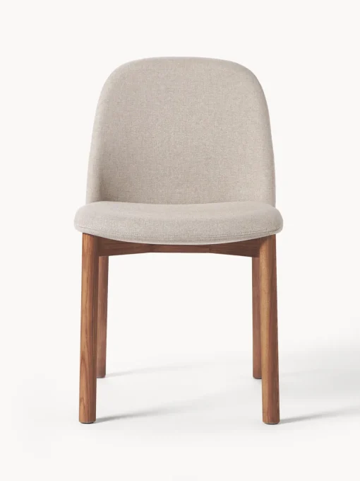 Sillas De Madera|Sillas>Westwing Collection Silla tapizada de madera de fresno Julie Tejido fino greige, madera de fresno lacada en oscuro