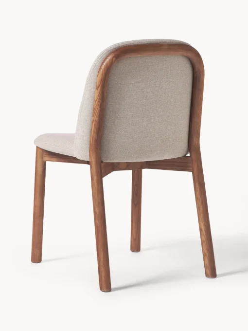 Sillas De Madera|Sillas>Westwing Collection Silla tapizada de madera de fresno Julie Tejido fino greige, madera de fresno lacada en oscuro