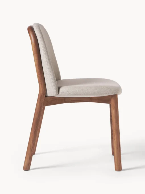 Sillas De Madera|Sillas>Westwing Collection Silla tapizada de madera de fresno Julie Tejido fino greige, madera de fresno lacada en oscuro