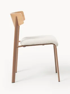 Sillas></noscript>Westwing Collection Silla tapizada de madera de roble Nadia Tejido blanco Off White, madera de roble lacada