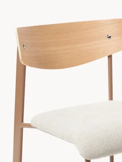 Sillas></noscript>Westwing Collection Silla tapizada de madera de roble Nadia Tejido blanco Off White, madera de roble lacada