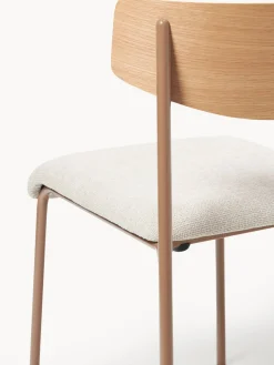 Sillas></noscript>Westwing Collection Silla tapizada de madera de roble Nadia Tejido blanco Off White, madera de roble lacada