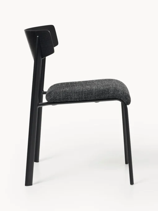 Sillas>Westwing Collection Silla tapizada de madera de roble Nadia Tejido gris antracita, madera de roble lacada en negro