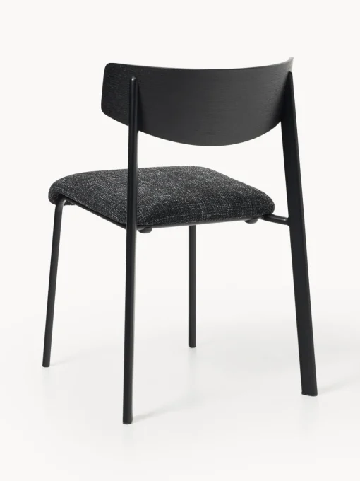 Sillas>Westwing Collection Silla tapizada de madera de roble Nadia Tejido gris antracita, madera de roble lacada en negro