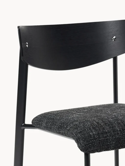 Sillas>Westwing Collection Silla tapizada de madera de roble Nadia Tejido gris antracita, madera de roble lacada en negro