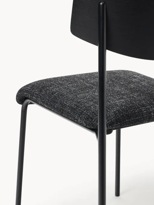 Sillas>Westwing Collection Silla tapizada de madera de roble Nadia Tejido gris antracita, madera de roble lacada en negro