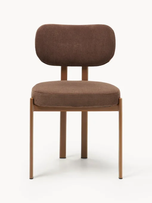 Sillas>Westwing Collection Silla tapizada de pana Adrien Pana marrón, marrón claro