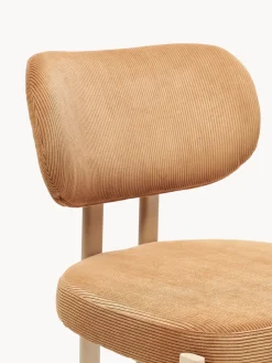 Sillas></noscript>Westwing Collection Silla tapizada de pana Adrien Pana marrón claro, blanco crema