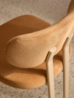 Sillas></noscript>Westwing Collection Silla tapizada de pana Adrien Pana marrón claro, blanco crema