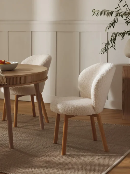 Sillas>Westwing Collection Silla tapizada en borreguillo Serena Borreguillo blanco, madera de fresno