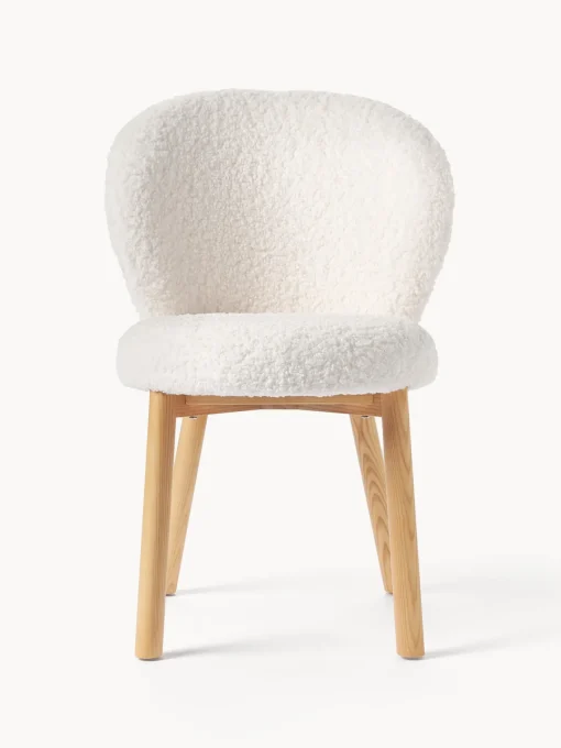 Sillas>Westwing Collection Silla tapizada en borreguillo Serena Borreguillo blanco, madera de fresno