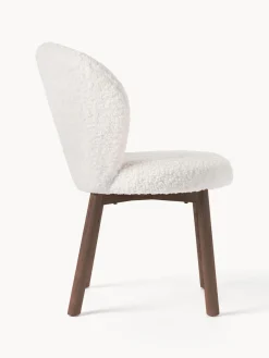 Sillas></noscript>Westwing Collection Silla tapizada en borreguillo Serena Tapizado blanco, madera de fresno marrón pintado