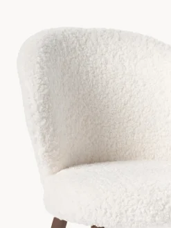 Sillas></noscript>Westwing Collection Silla tapizada en borreguillo Serena Tapizado blanco, madera de fresno marrón pintado