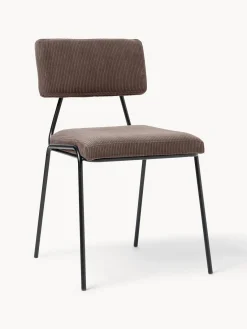 Sillas>Westwing Collection Silla tapizada en pana Mats, 2 uds. Pana taupe, negro