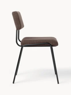 Sillas></noscript>Westwing Collection Silla tapizada en pana Mats, 2 uds. Pana taupe, negro