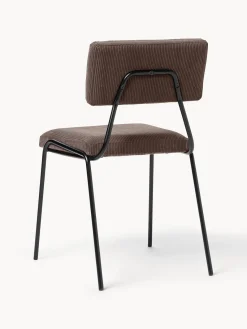 Sillas></noscript>Westwing Collection Silla tapizada en pana Mats, 2 uds. Pana taupe, negro