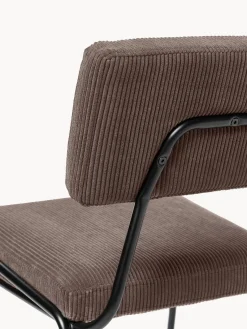 Sillas></noscript>Westwing Collection Silla tapizada en pana Mats, 2 uds. Pana taupe, negro