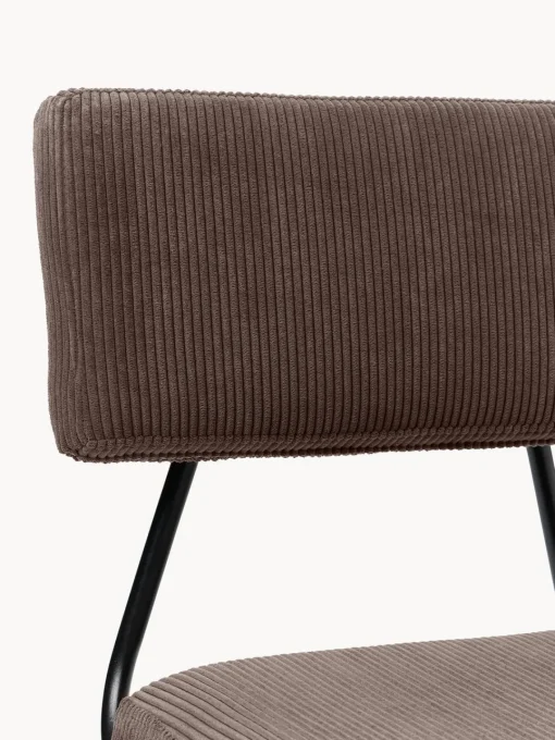 Sillas>Westwing Collection Silla tapizada en pana Mats, 2 uds. Pana taupe, negro