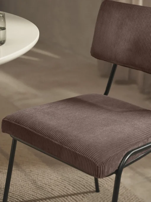Sillas>Westwing Collection Silla tapizada en pana Mats, 2 uds. Pana taupe, negro