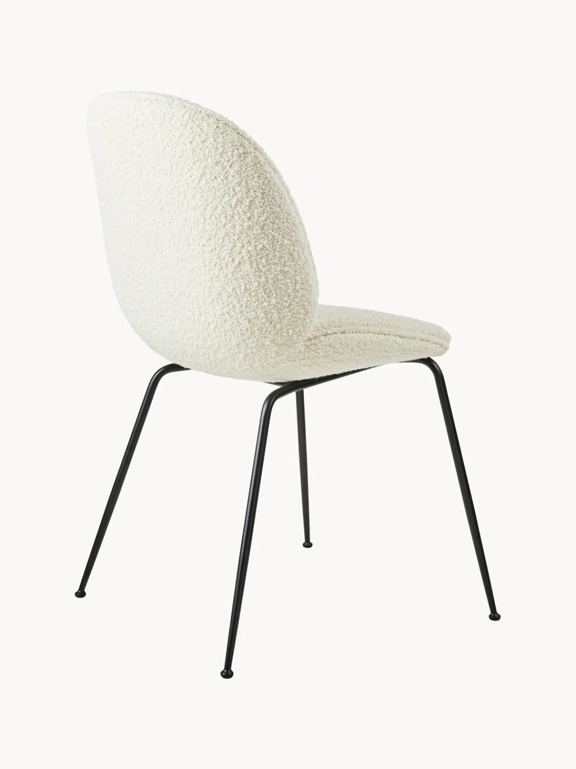 Sillas>GUBI Silla tapizada en tejido bouclé Beetle Bouclé blanco, negro mate