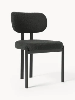 Sillas>Westwing Collection Silla tapizada en tejido bouclé Adrien Bouclé negro, negro