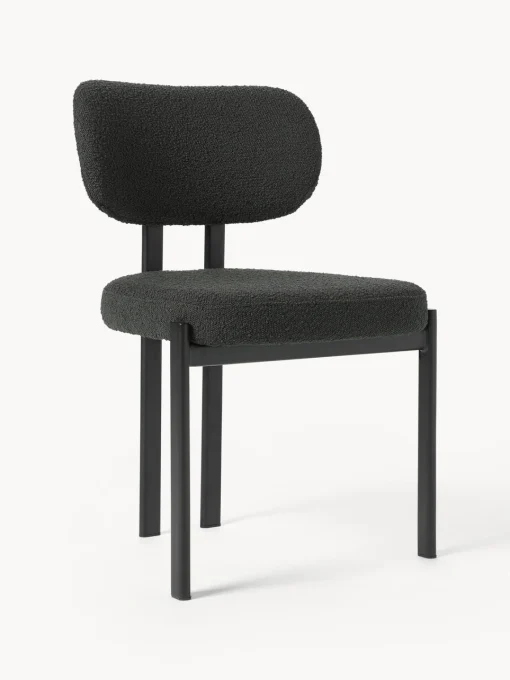 Sillas>Westwing Collection Silla tapizada en tejido bouclé Adrien Bouclé negro, negro