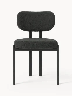 Sillas></noscript>Westwing Collection Silla tapizada en tejido bouclé Adrien Bouclé negro, negro