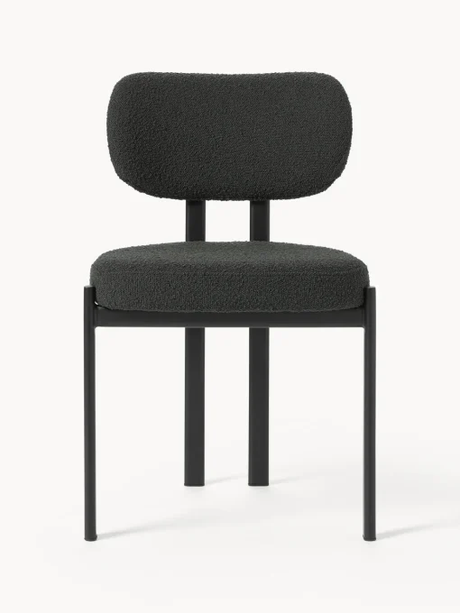 Sillas>Westwing Collection Silla tapizada en tejido bouclé Adrien Bouclé negro, negro