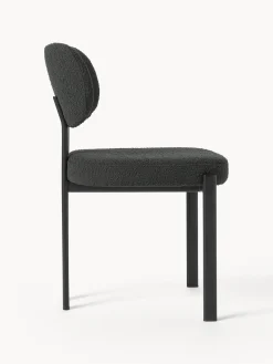 Sillas></noscript>Westwing Collection Silla tapizada en tejido bouclé Adrien Bouclé negro, negro