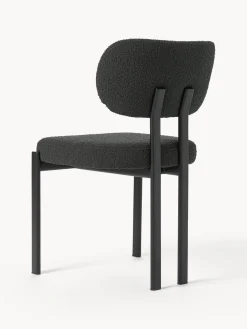 Sillas></noscript>Westwing Collection Silla tapizada en tejido bouclé Adrien Bouclé negro, negro