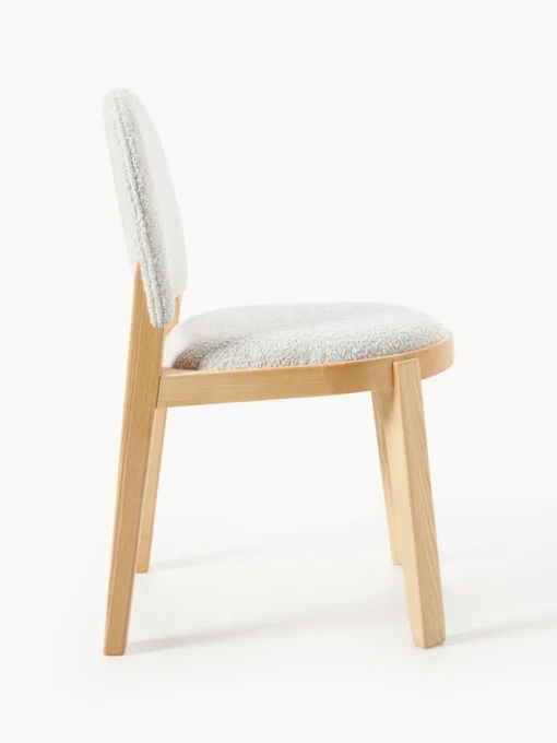 Sillas De Madera|Sillas>Westwing Collection Silla tapizada en tejido bouclé Neelia Bouclé blanco, madera de fresno clara