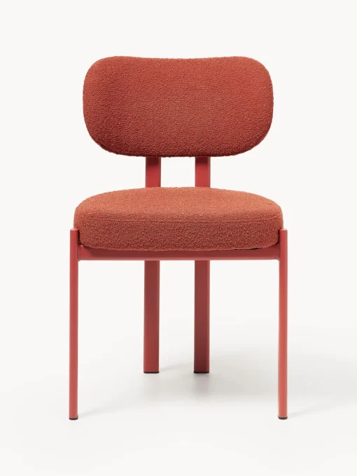 Sillas>Westwing Collection Silla tapizada en tejido bouclé Adrien Bouclé rojo coral, rojo coral