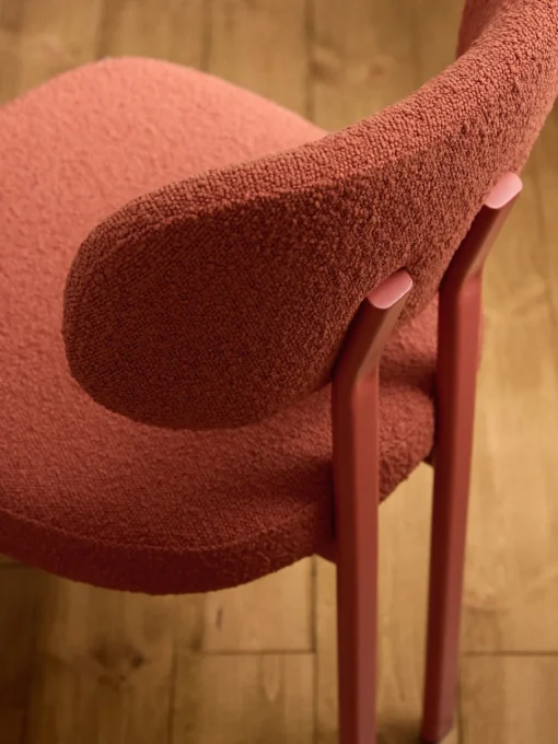 Sillas>Westwing Collection Silla tapizada en tejido bouclé Adrien Bouclé rojo coral, rojo coral