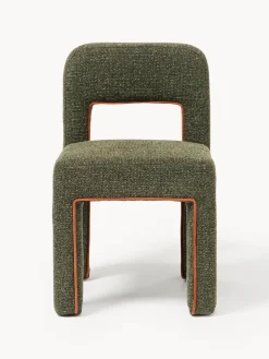 Sillas></noscript>Westwing Collection Silla tapizada en tejido bouclé Ana Bouclé verde oscuro, marrón claro