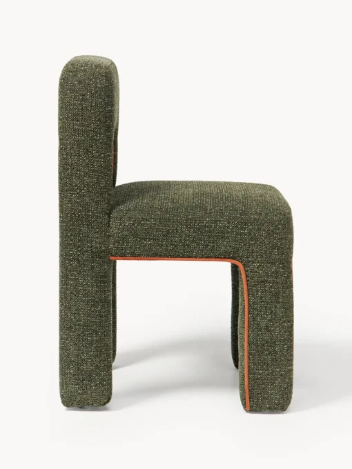 Sillas>Westwing Collection Silla tapizada en tejido bouclé Ana Bouclé verde oscuro, marrón claro