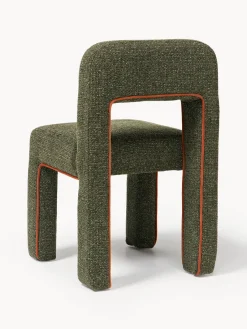 Sillas></noscript>Westwing Collection Silla tapizada en tejido bouclé Ana Bouclé verde oscuro, marrón claro