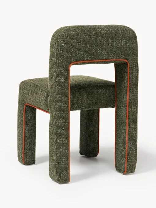 Sillas>Westwing Collection Silla tapizada en tejido bouclé Ana Bouclé verde oscuro, marrón claro