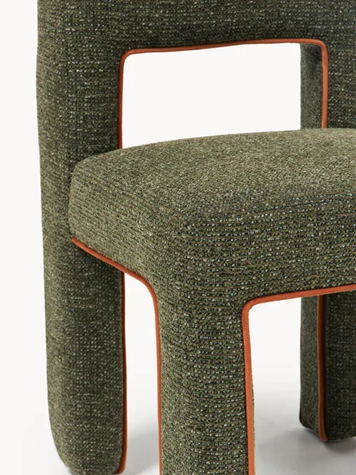 Sillas>Westwing Collection Silla tapizada en tejido bouclé Ana Bouclé verde oscuro, marrón claro