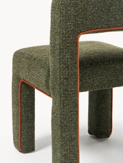 Sillas></noscript>Westwing Collection Silla tapizada en tejido bouclé Ana Bouclé verde oscuro, marrón claro