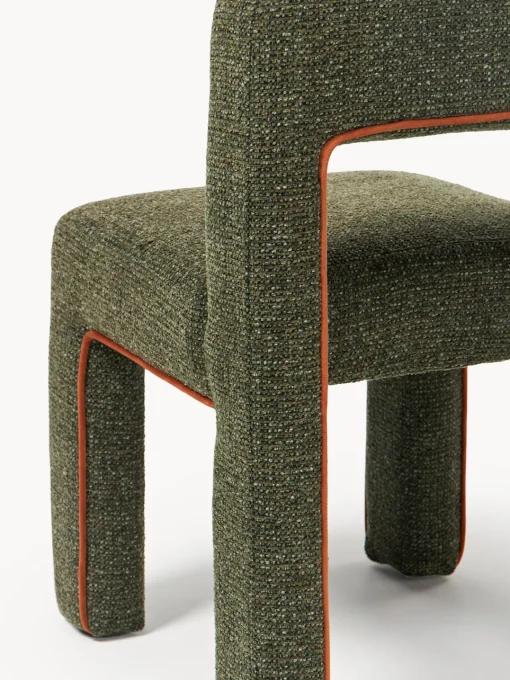 Sillas>Westwing Collection Silla tapizada en tejido bouclé Ana Bouclé verde oscuro, marrón claro