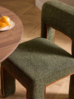 Sillas></noscript>Westwing Collection Silla tapizada en tejido bouclé Ana Bouclé verde oscuro, marrón claro