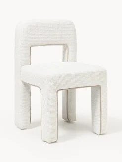 Sillas>Westwing Collection Silla tapizada en tejido bouclé Ana Bouclé blanco, beige
