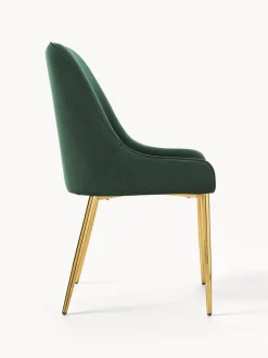 Sillas></noscript>Westwing Collection Silla tapizada en terciopelo Ava Terciopelo verde oscuro, dorado brillante