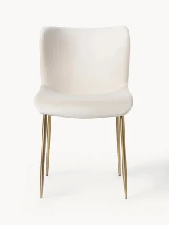 Sillas></noscript>Westwing Collection Silla tapizada en terciopelo Tess Terciopelo beige claro, dorado mate